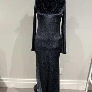 Fuzzi Laser Cut Velvet Long Dress